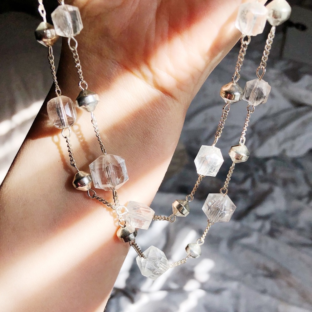 Mid-Length, Layered, Crystal Necklace